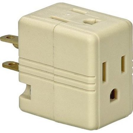 EATON WIRING DEVICES Cube Tap 3-Outlet 3Wire Ivory 1482V-BOX